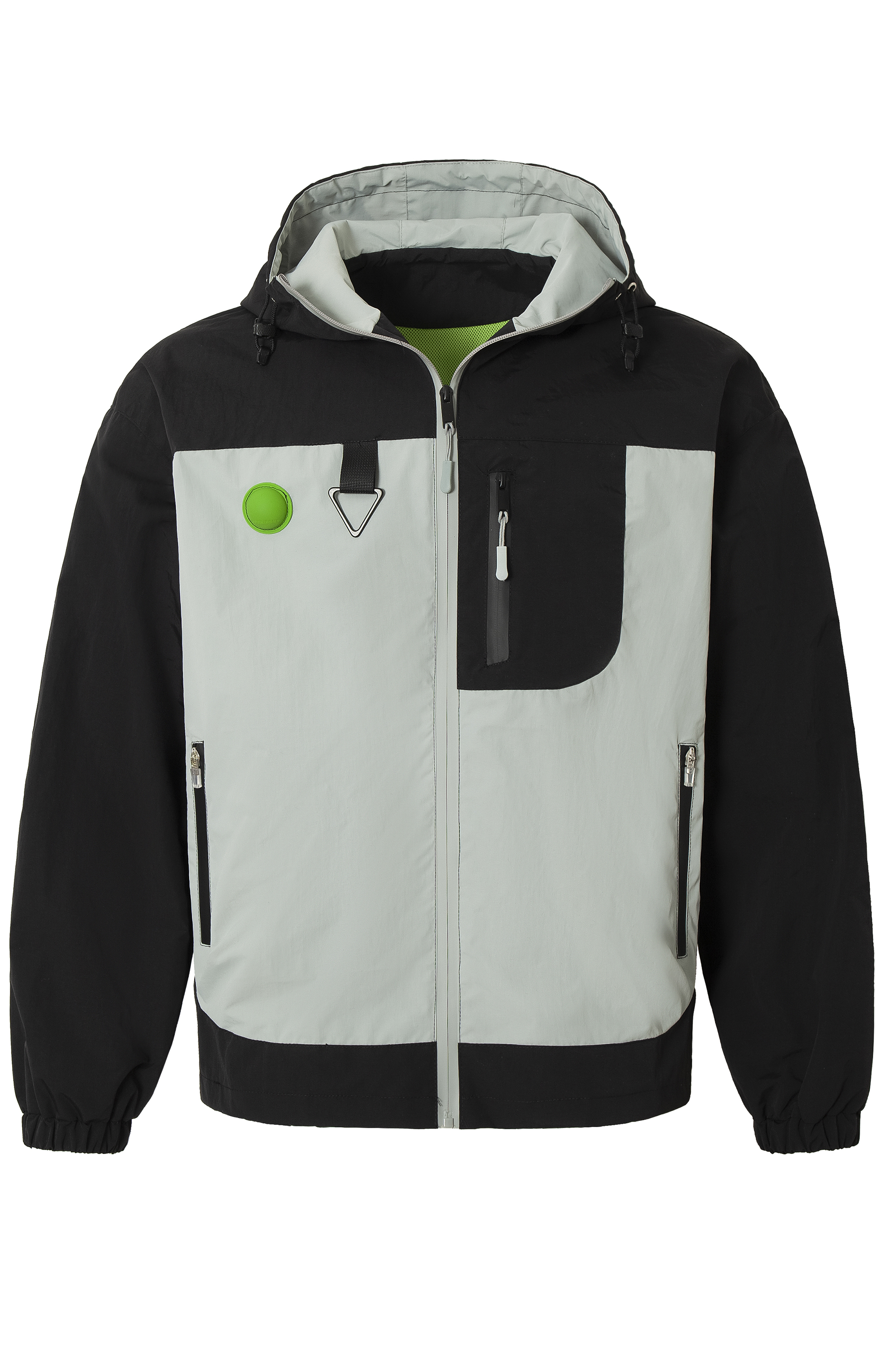 Windproof Jacket Coloblock Hoodie Long Sleeve 