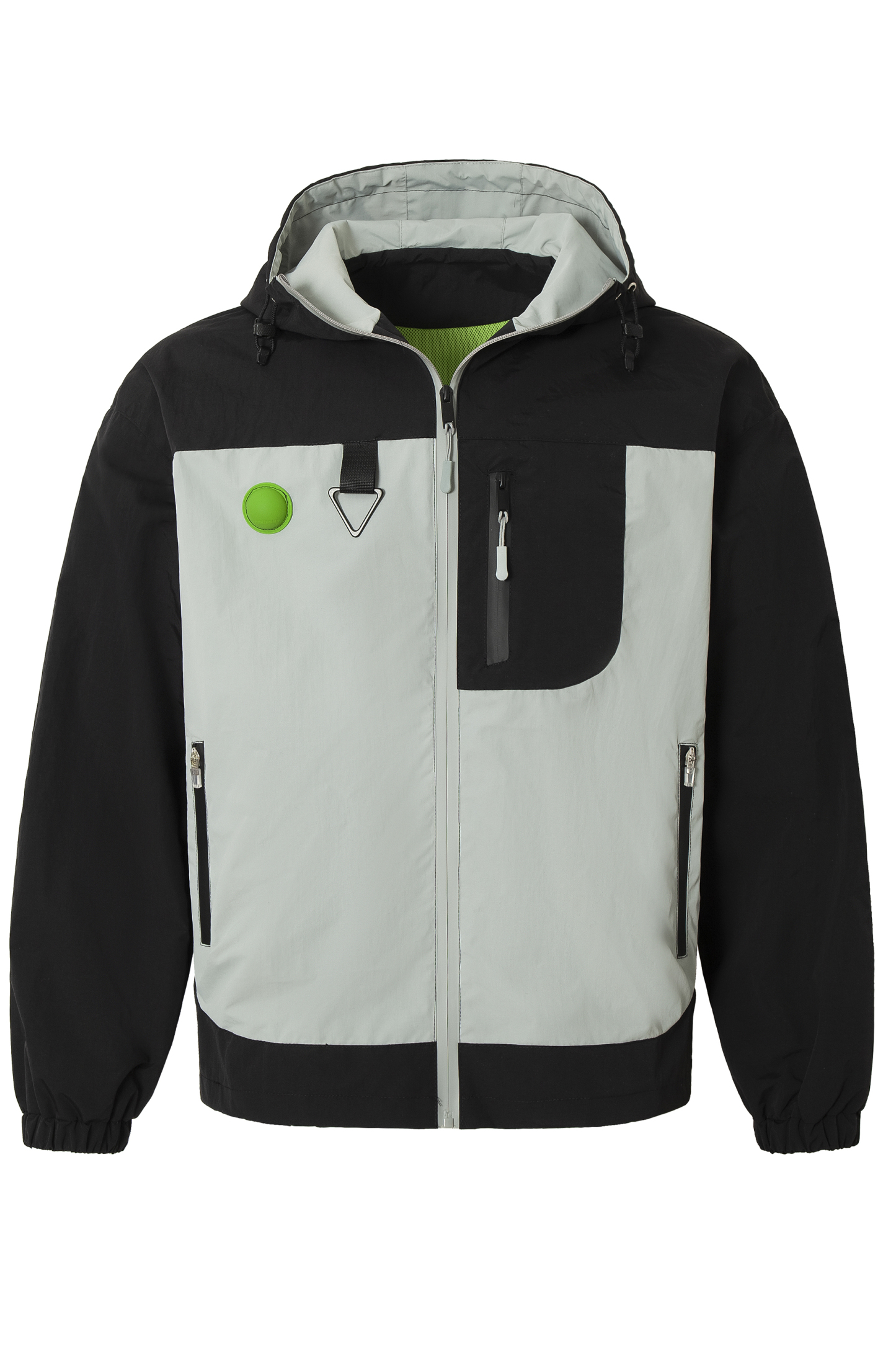 Windproof Jacket Coloblock Hoodie Long Sleeve
