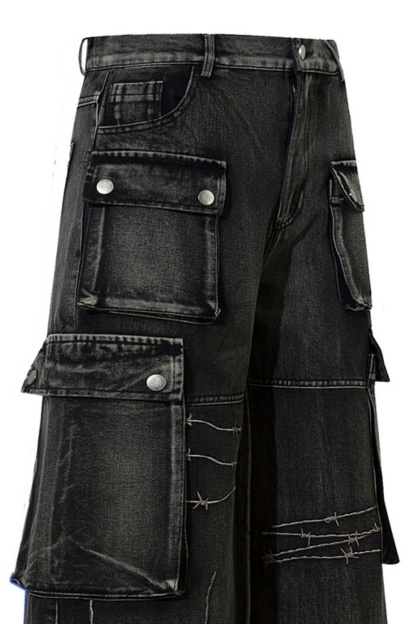 Vintage Cargo Pants Wide-Leg Loose Men Pants 