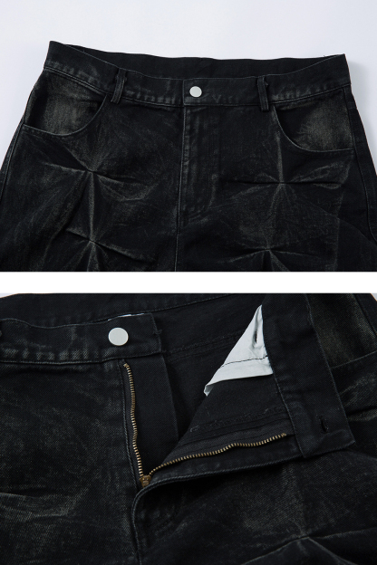 Washed Wide-Leg Jeans Loose Men Pants