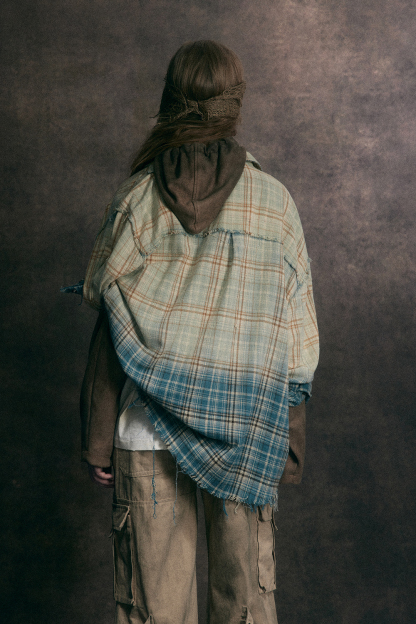 Jacket Shirt Blue Plaid Unisex Long Sleeve Top 