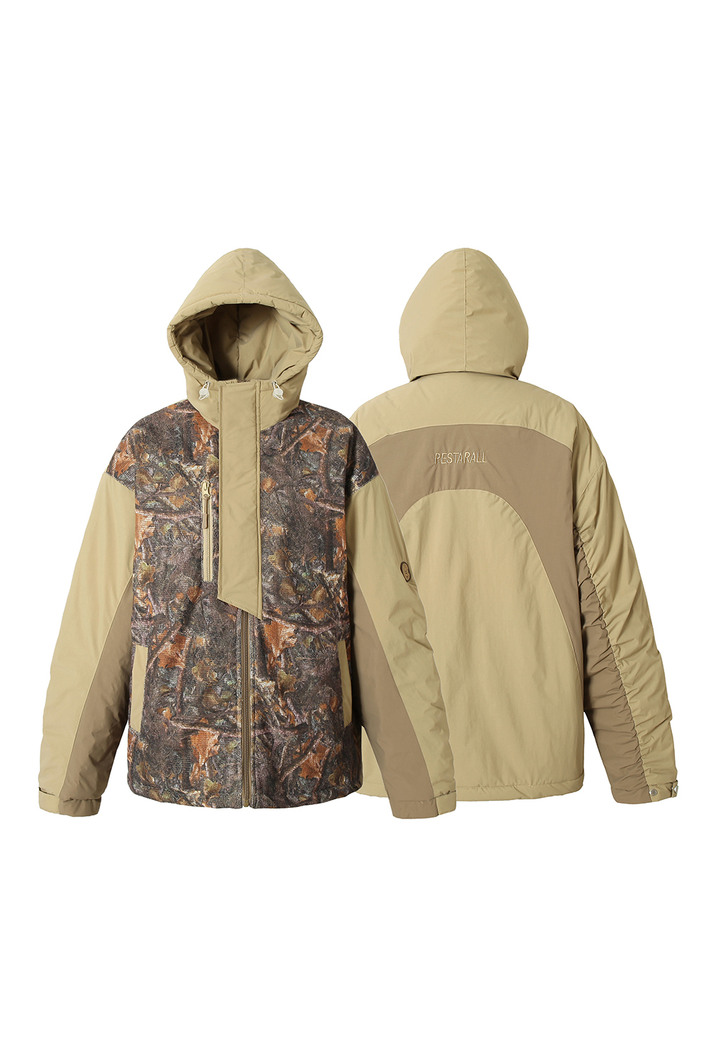 Hoodie Padded Green Camouflage Long Sleeve Coat