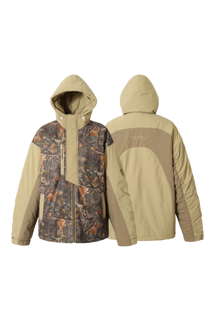 Hoodie Padded Green Camouflage Long Sleeve Coat