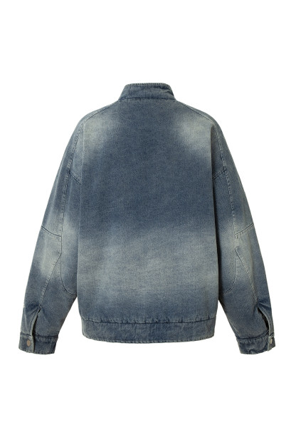 Winter Denim Shirt Jacket Blue Long Sleeve Coat