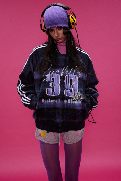 Winter Shirt Jacket Purple Tie Dye Long Sleeve Coat