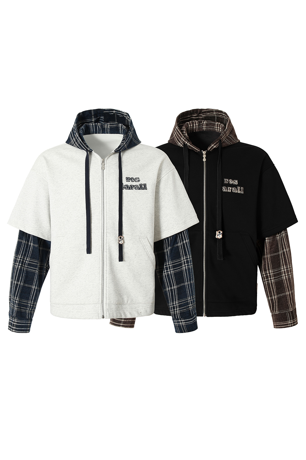 Fleece Hoodie Jacket Plaid Long Sleeve Coat
