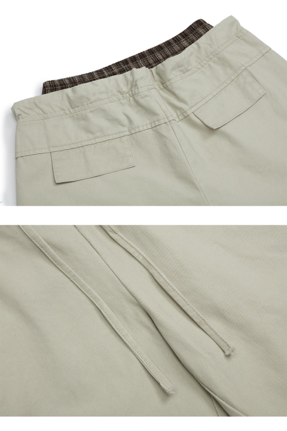 Plaid Colorblock Chinos Wide-Leg Loose Men Pants