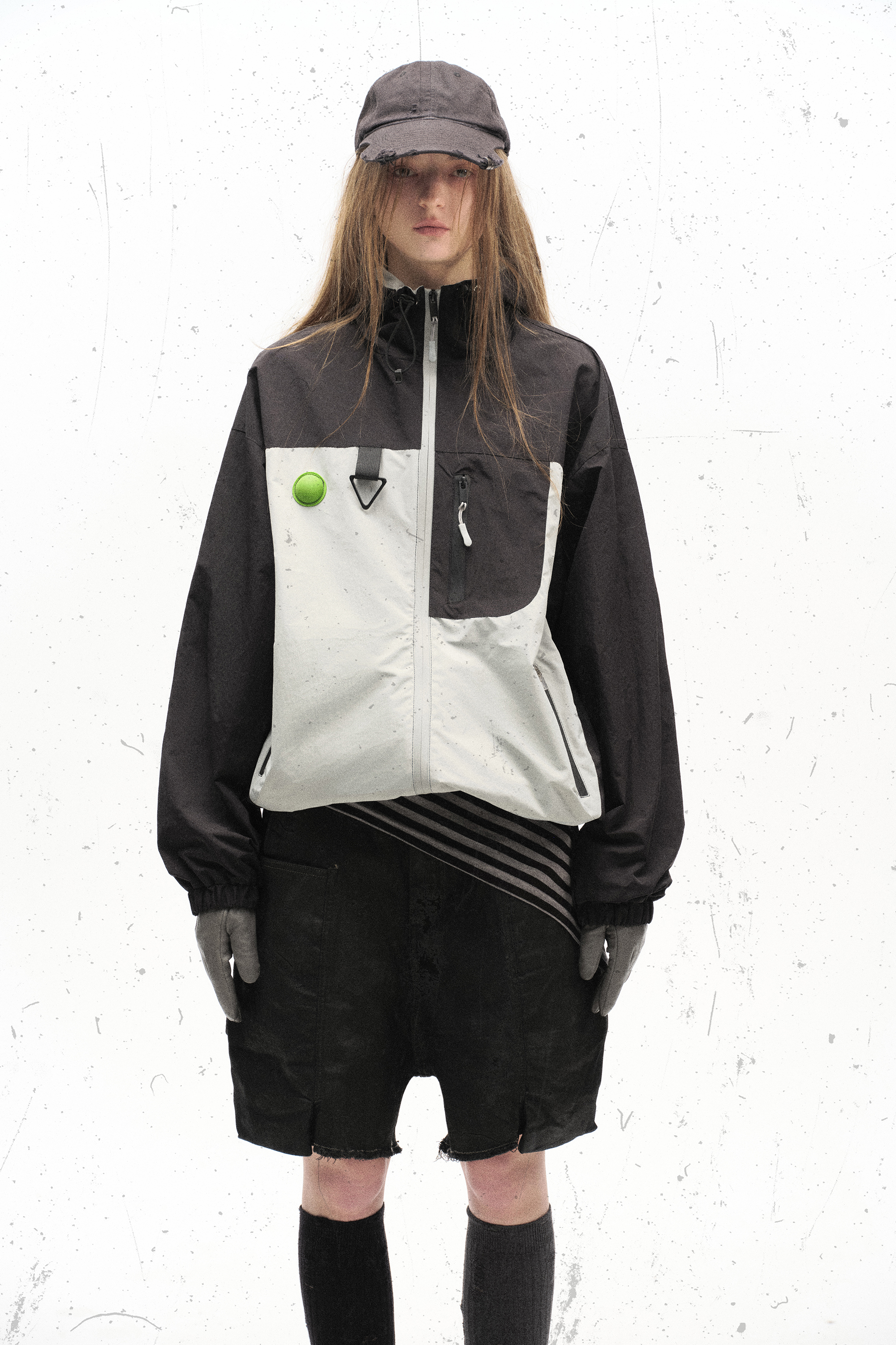 Windproof Jacket Coloblock Hoodie Long Sleeve 