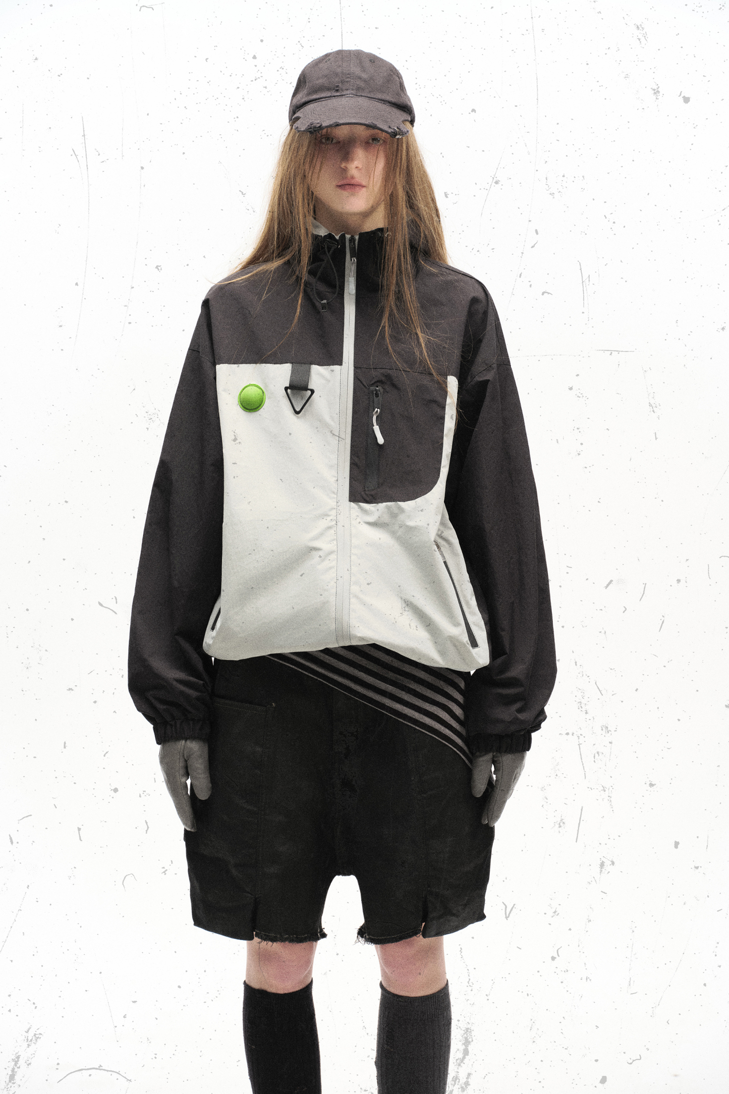 Windproof Jacket Coloblock Hoodie Long Sleeve 