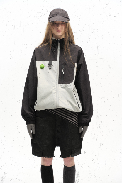 Windproof Jacket Coloblock Hoodie Long Sleeve 