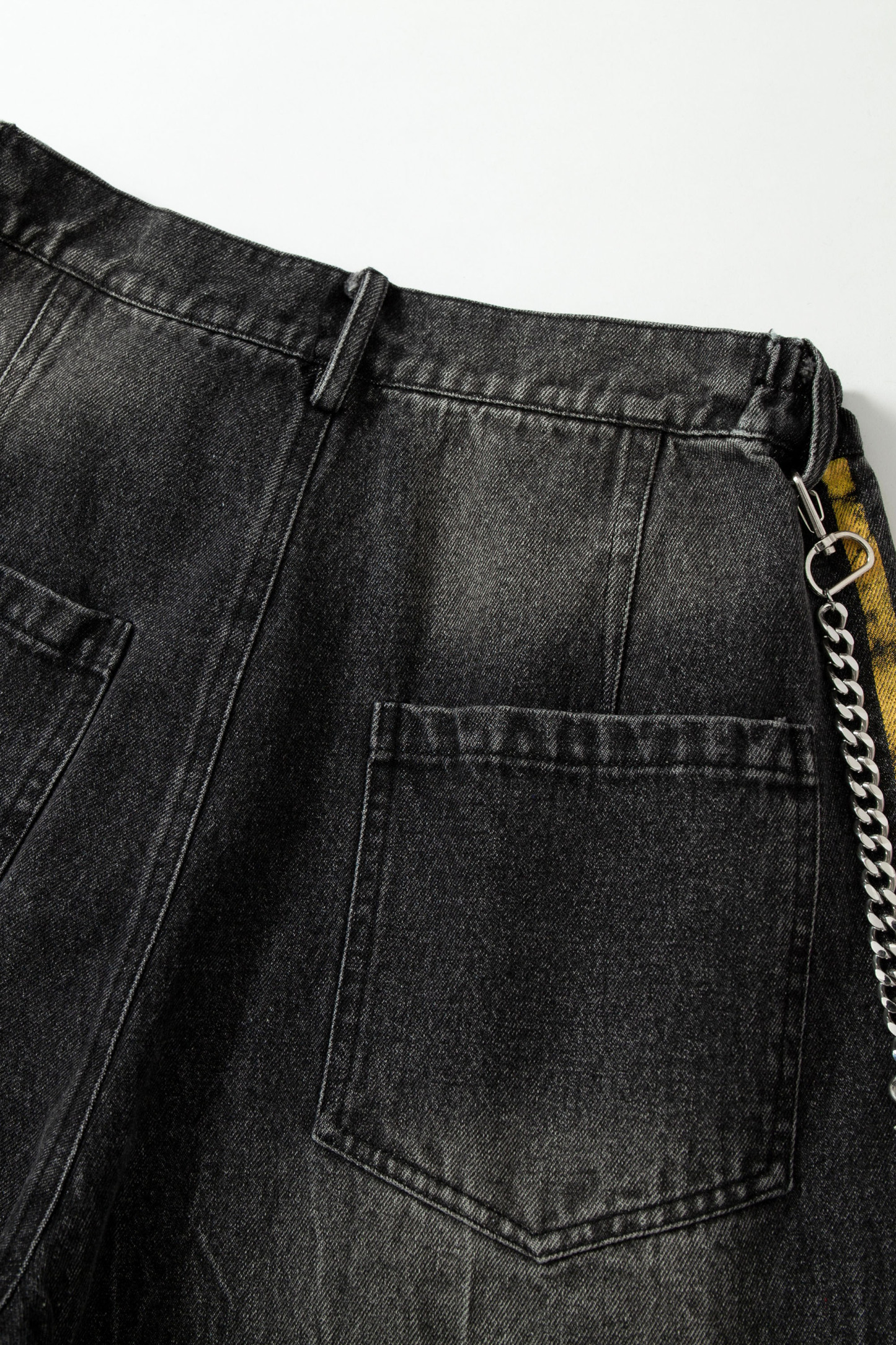 Washed Jeans Chain Loose Wide-Leg Pants 
