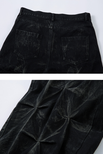 Washed Wide-Leg Jeans Loose Men Pants