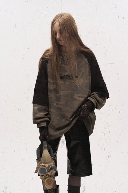 Graffiti Camouflage T-shirts Long Sleeve Tee