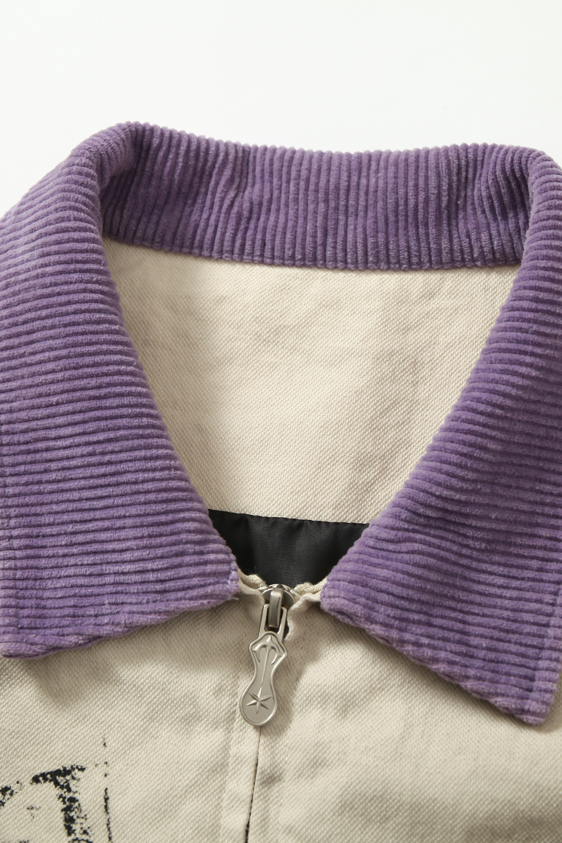 Print Jacket Beige Graffiti Lapel Long Sleeve 