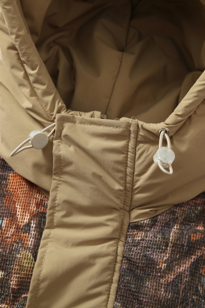 Hoodie Padded Green Camouflage Long Sleeve Coat