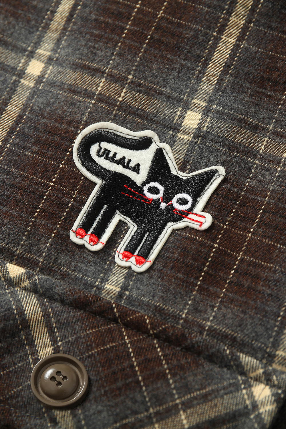 Winter Shirt Jacket Brown Plaid Long Sleeve Coat