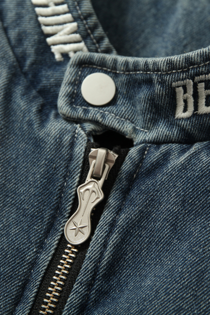 Winter Denim Shirt Jacket Blue Long Sleeve Coat