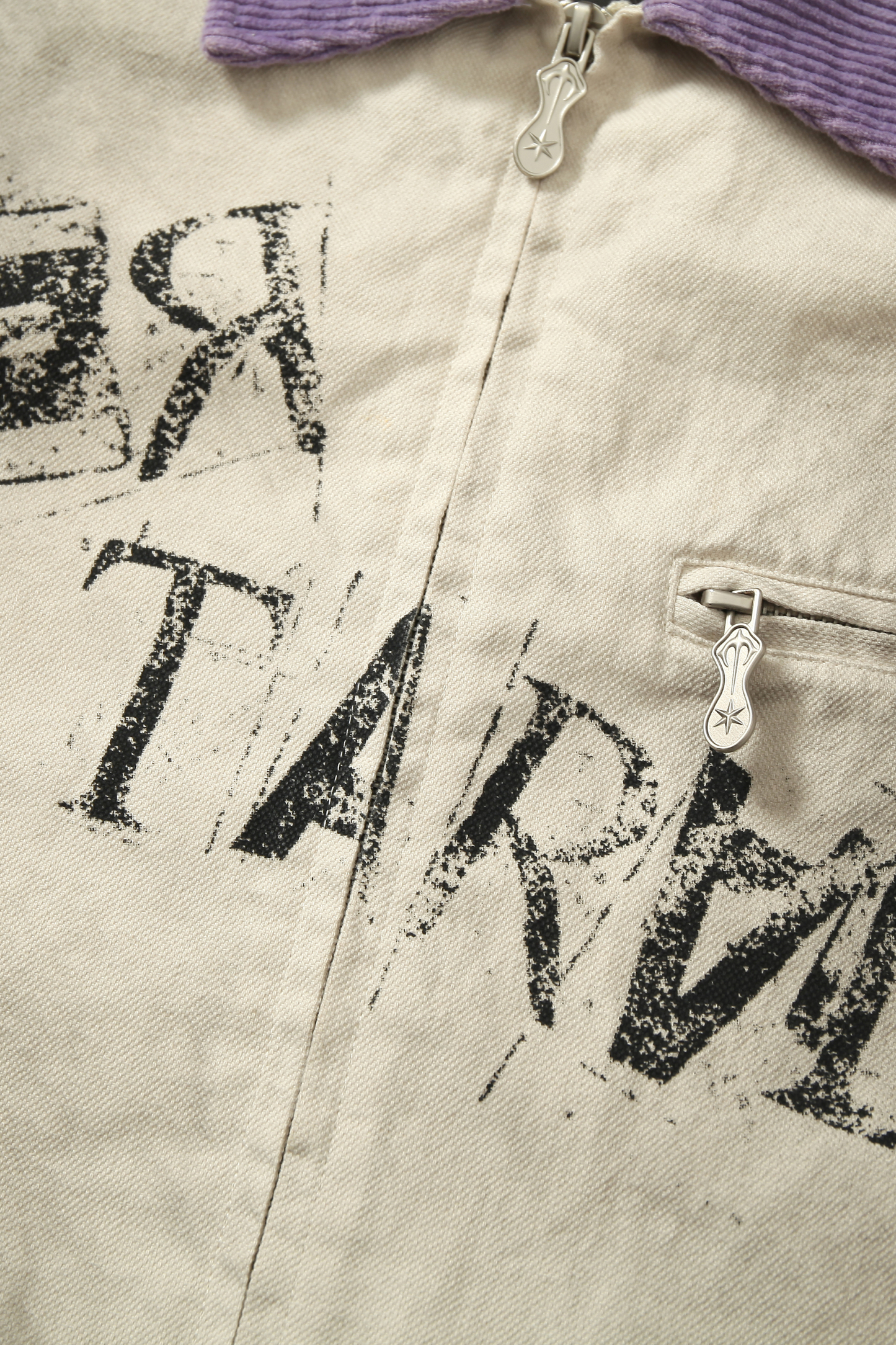 Print Jacket Beige Graffiti Lapel Long Sleeve 