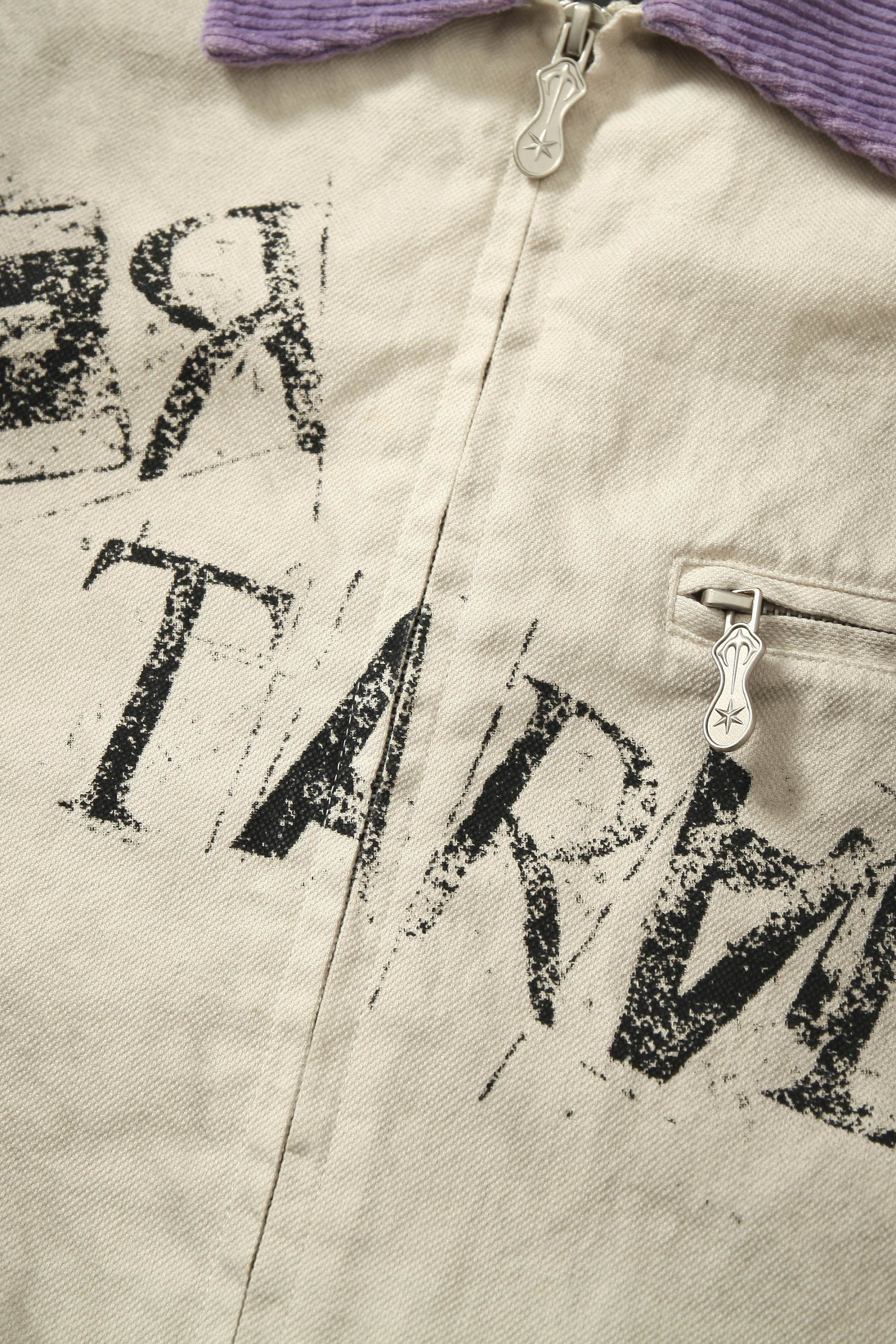 Print Jacket Beige Graffiti Lapel Long Sleeve 