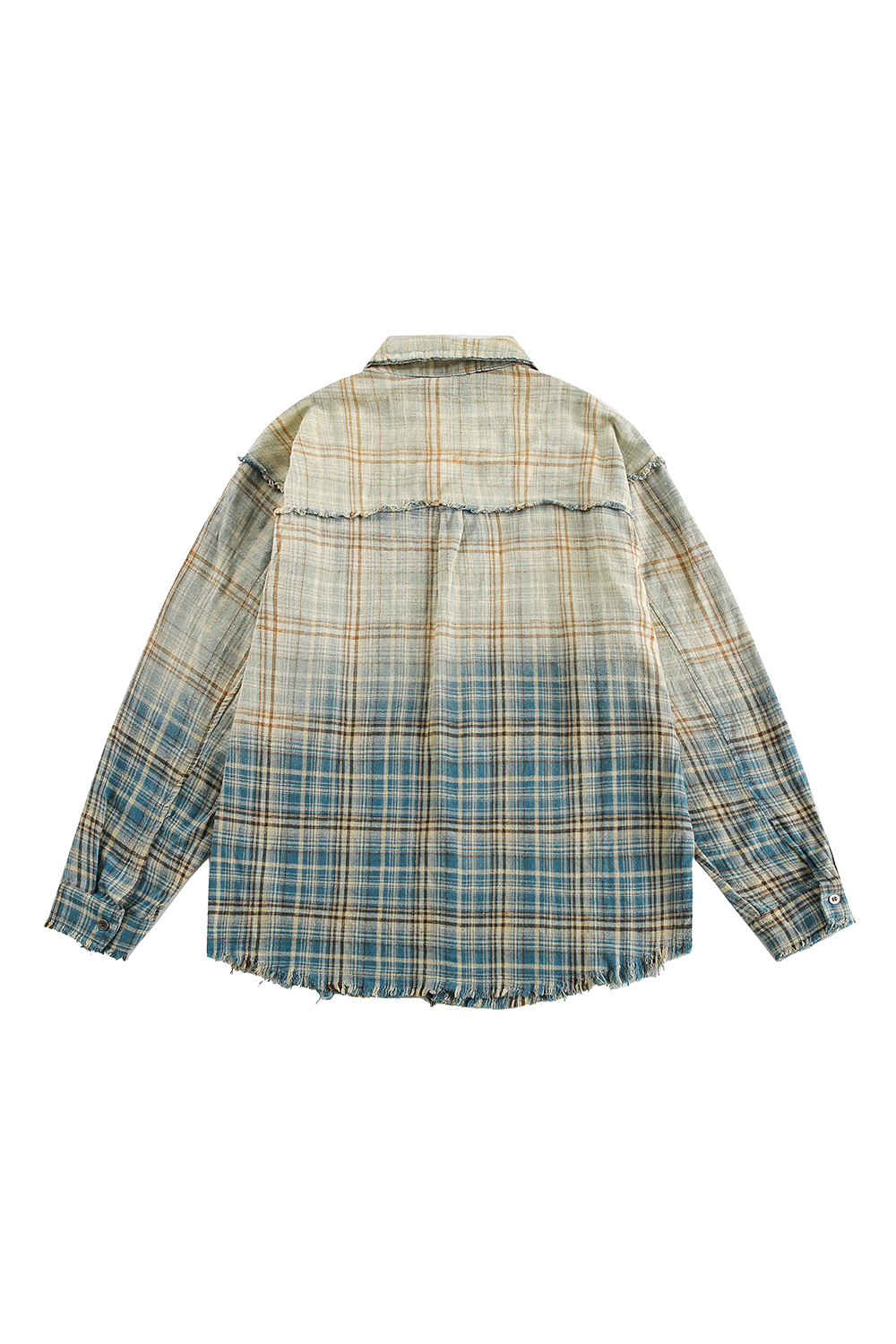 Jacket Shirt Blue Plaid Unisex Long Sleeve Top 