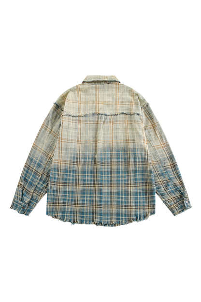 Jacket Shirt Blue Plaid Unisex Long Sleeve Top 