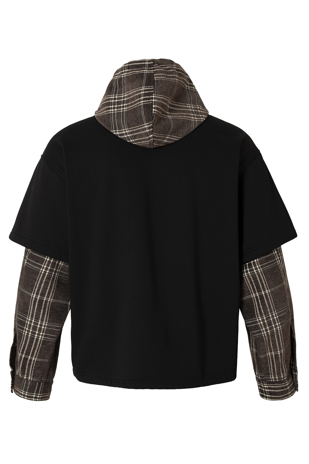 Fleece Hoodie Jacket Plaid Long Sleeve Coat
