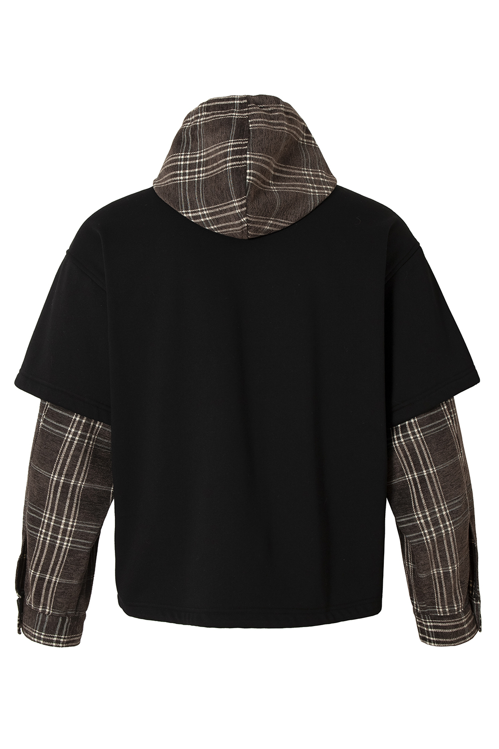 Fleece Hoodie Jacket Plaid Long Sleeve Coat
