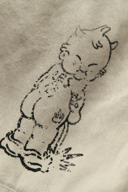 Print Jacket Beige Graffiti Lapel Long Sleeve 