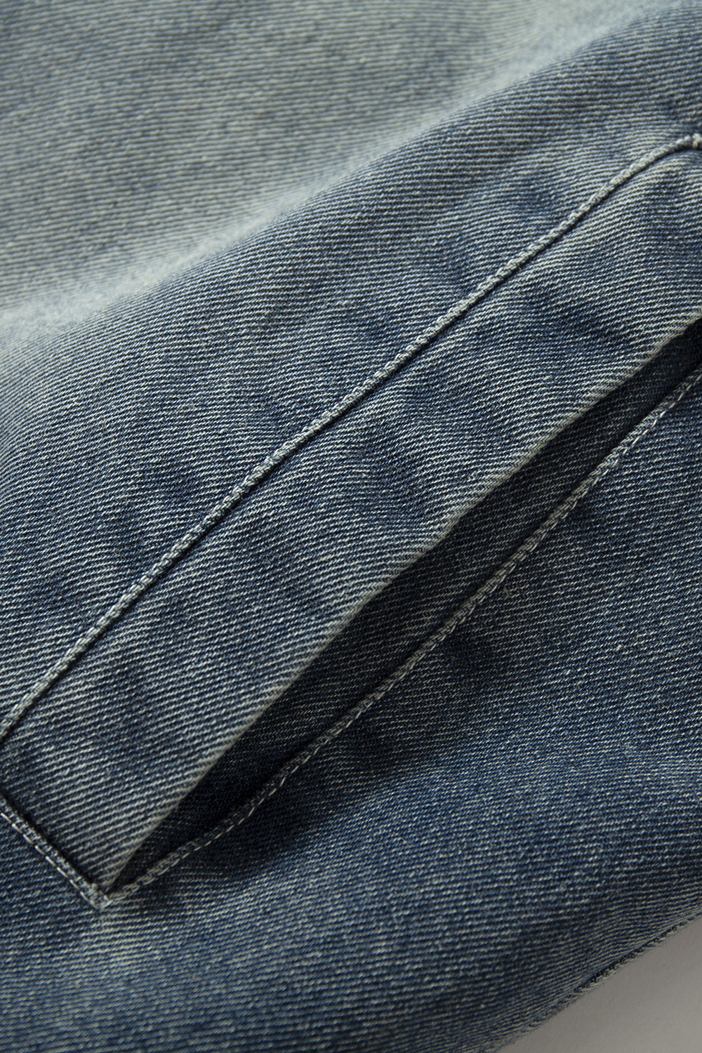 Winter Denim Shirt Jacket Blue Long Sleeve Coat