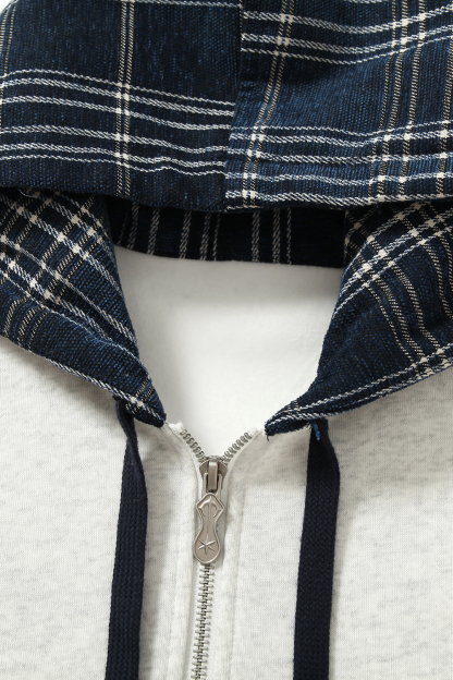 Fleece Hoodie Jacket Plaid Long Sleeve Coat