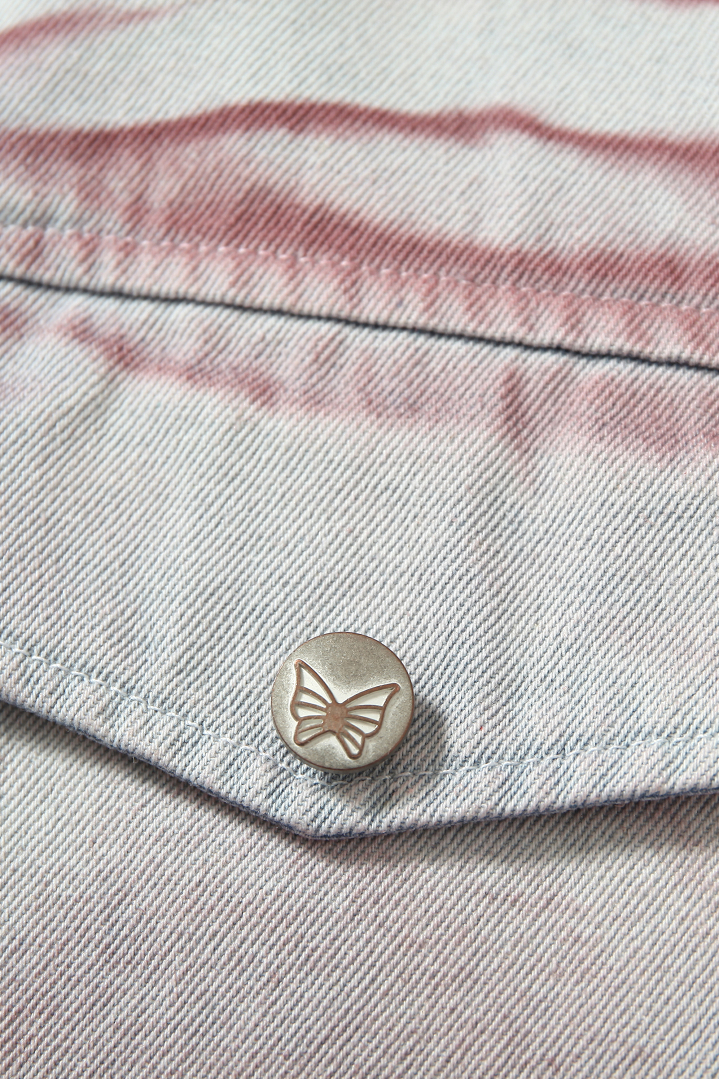 Denim Jacket Blue Paw Print Lapel Long Sleeve 