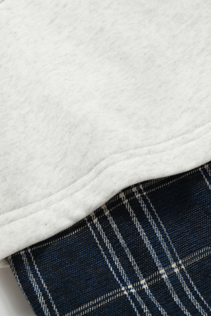 Fleece Hoodie Jacket Plaid Long Sleeve Coat
