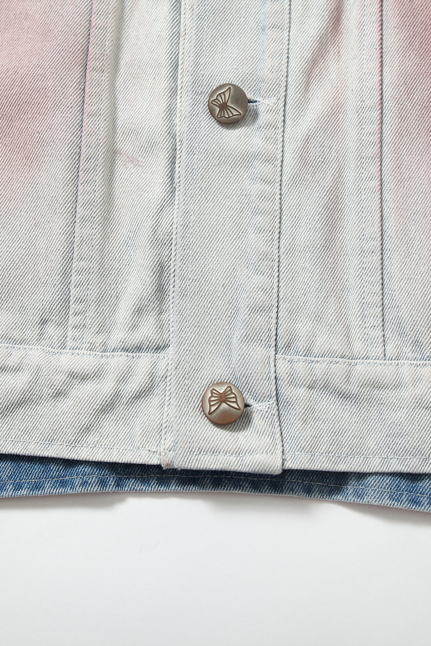 Denim Jacket Blue Paw Print Lapel Long Sleeve 