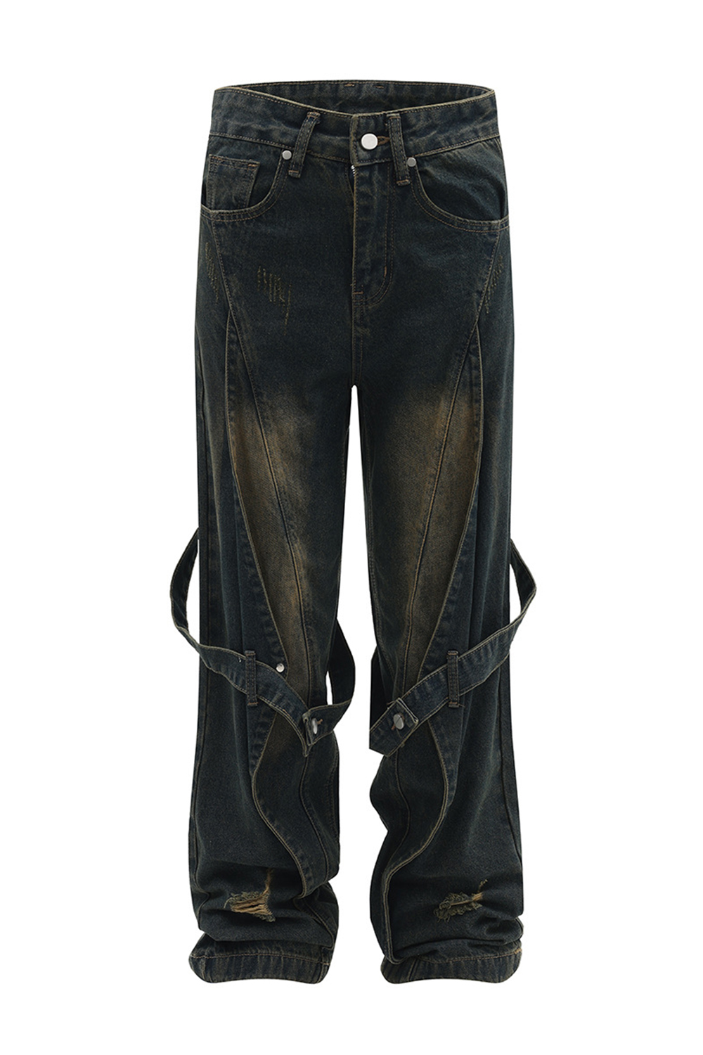 Washed Jeans Loose Straight Leg Men Pants 