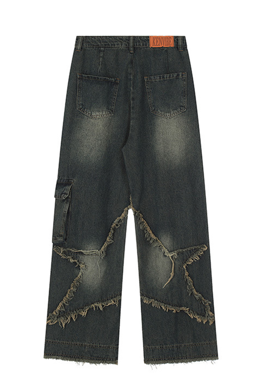 Washed Jeans PATCH Loose Wide Leg Men Pants