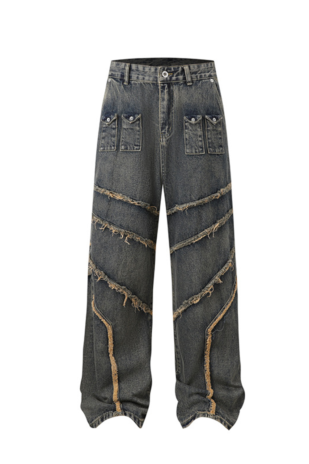 Washed Jeans Loose Straight Leg Men Pants