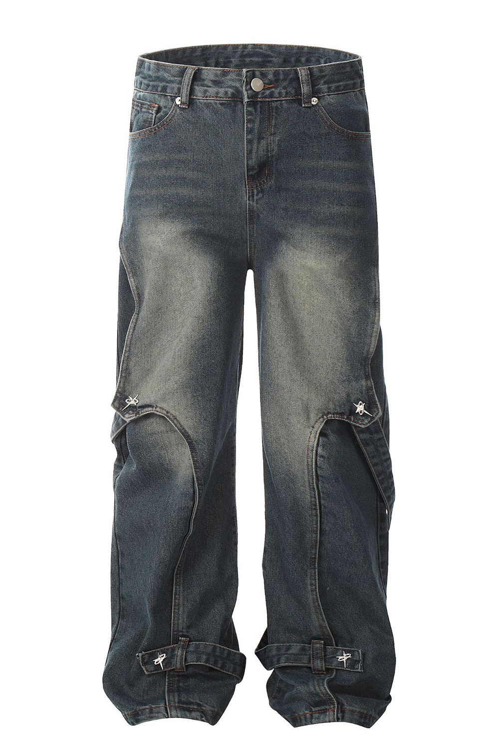 Washed Jeans Loose Straight Leg Men Pants