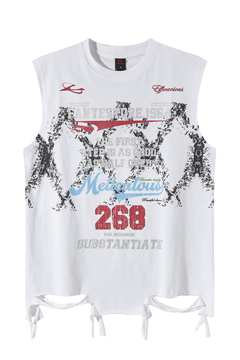 Letter Vacation Vintage Ripped Print Vest Tee for Men