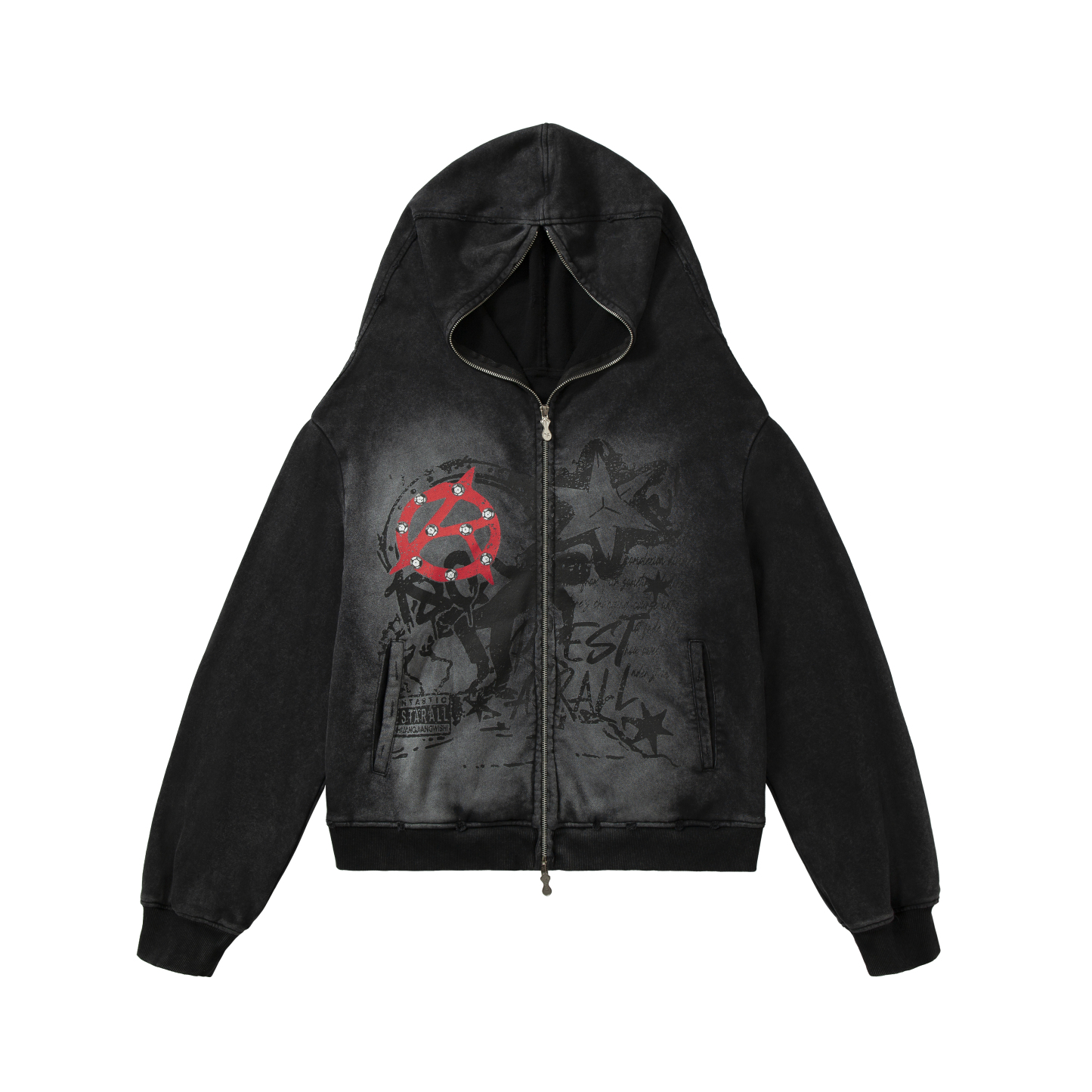 Hip Hop Punk Hoodie Jacket Gray Long Sleeve Coat