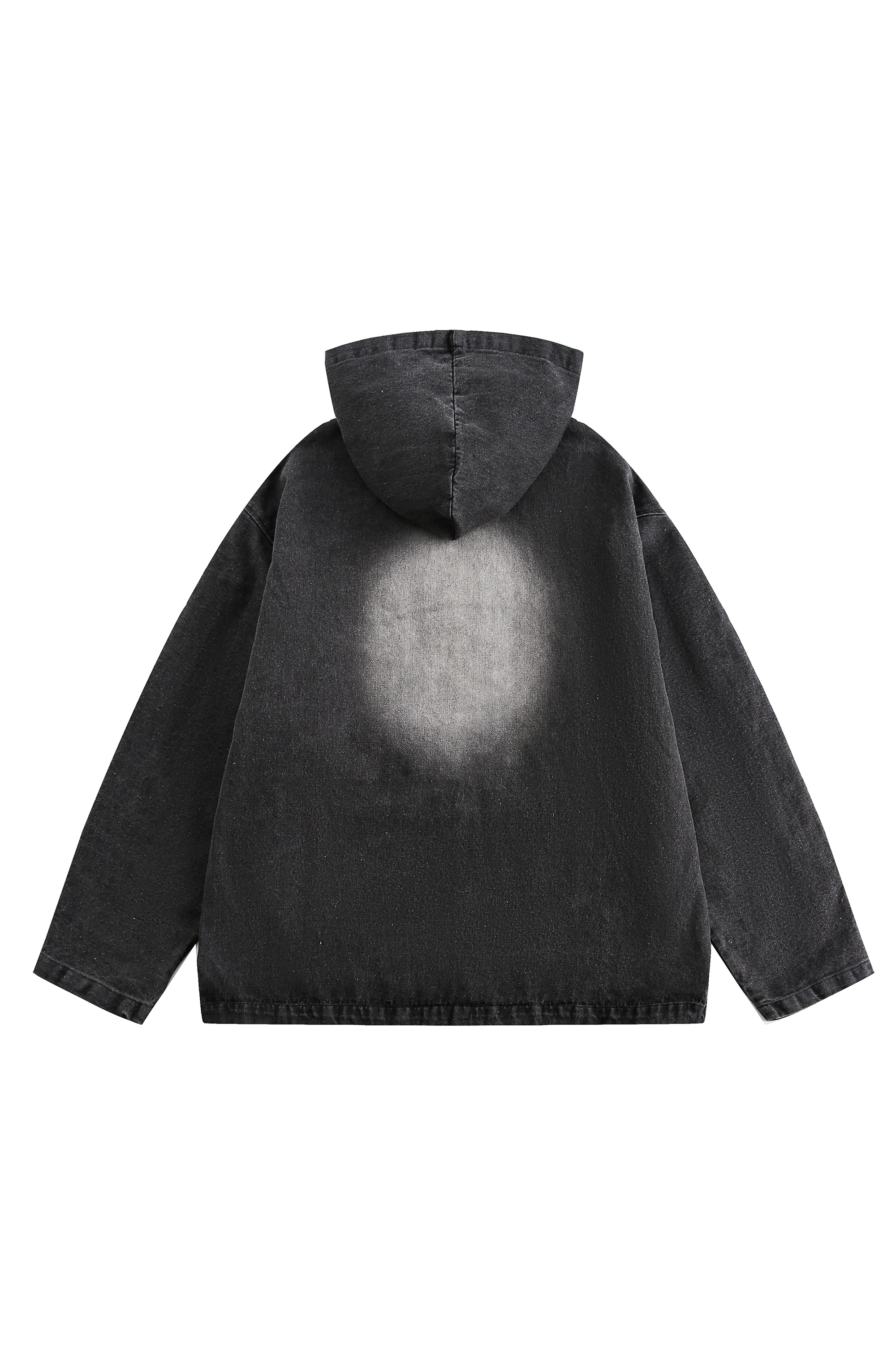 Hoodie Denim Jacket Black Letter Long Sleeve Coat