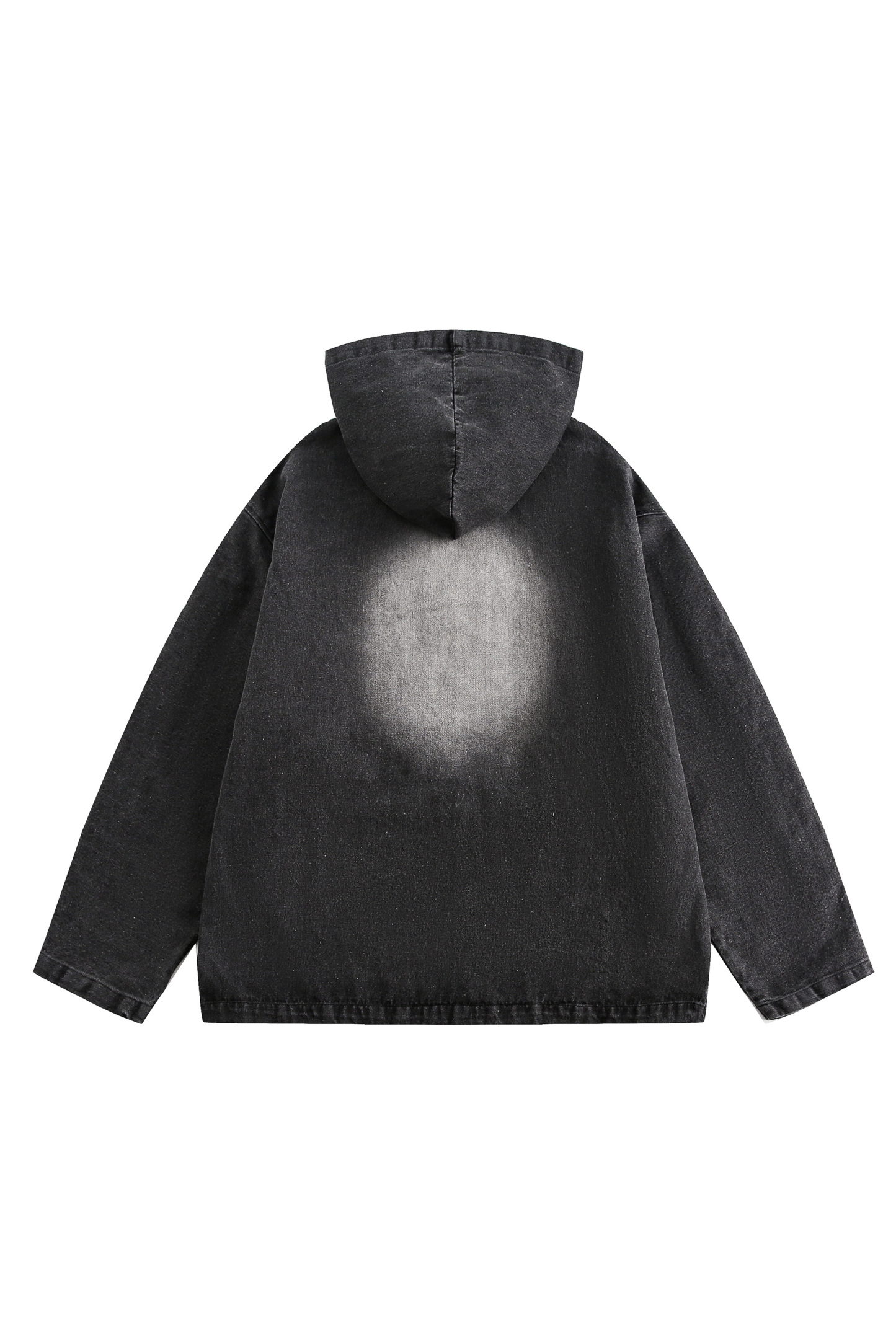 Hoodie Denim Jacket Black Letter Long Sleeve Coat