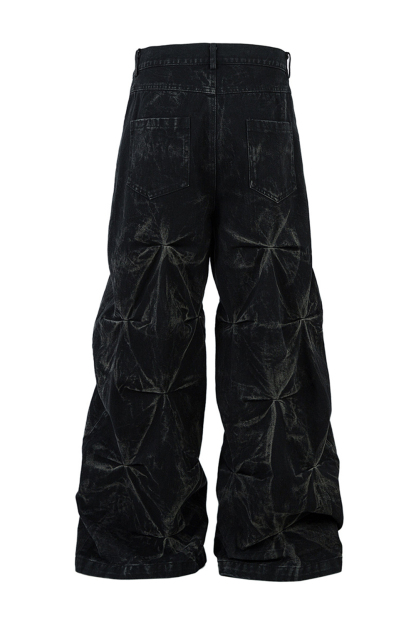 Washed Wide-Leg Jeans Loose Men Pants