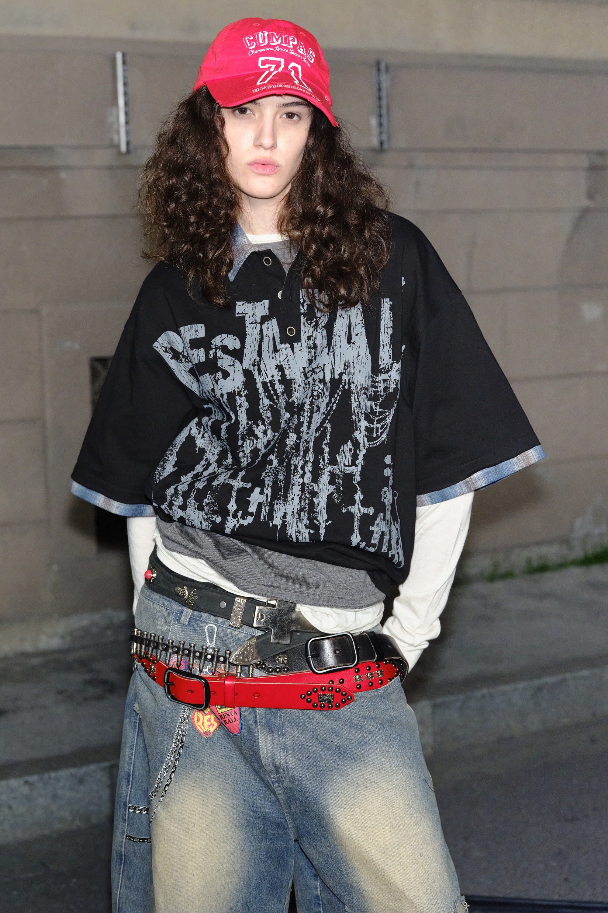Graffiti Hip Hop Plaid T-shirts Colorblock Polo