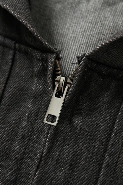 Hoodie Denim Jacket Black Letter Long Sleeve Coat