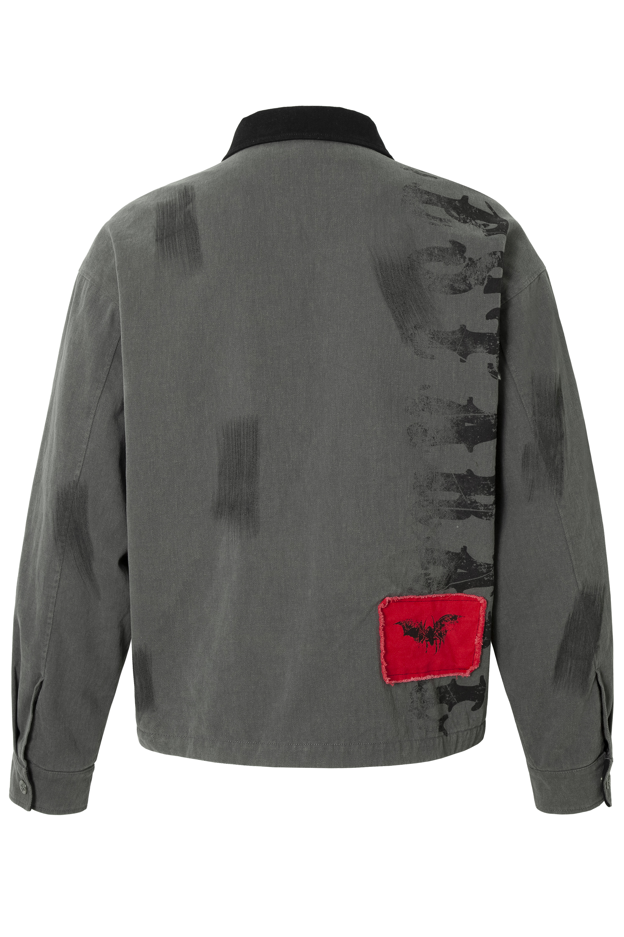 Abstract Jacket Gray Print Lapel Long Sleeve 