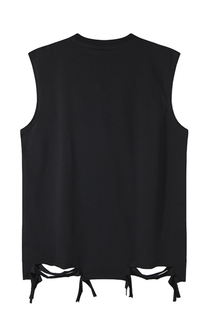Letter Vacation Vintage Ripped Print Vest Tee for Men