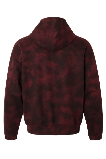 Tie Dye Hoodie Jacket Burgundy Long Sleeve Coat