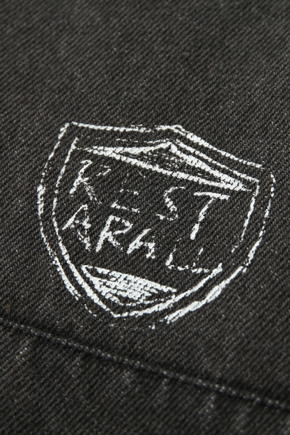 Hoodie Denim Jacket Black Letter Long Sleeve Coat