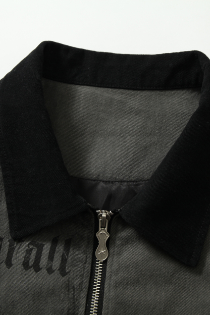 Abstract Jacket Gray Print Lapel Long Sleeve 