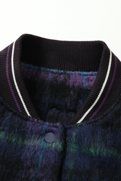 Winter Shirt Jacket Purple Tie Dye Long Sleeve Coat